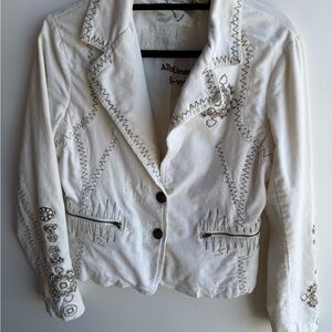 White Embroidered Women's Jacket